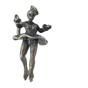 Vintage 3D Charm 925 Sterling Silver Figure Ice Skater Skating Dance 1950s